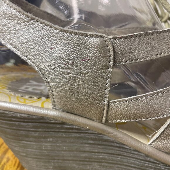 Fly London Yapi Leather Lace Up Wedge Sandals Silver Sz 40 (EU) - Picture 4 of 11